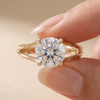14K gold lab grown diamond ring on model's hand