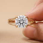 14K gold lab grown diamond ring on model's hand