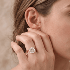 14K gold lab grown diamond ring on model's hand