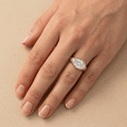 Horizontal lab diamond solitaire ring