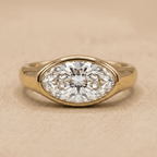 14K gold east west diamond engagement ring