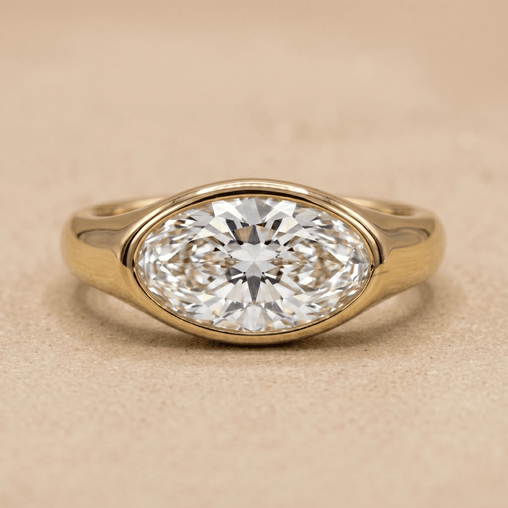 14K gold east west diamond engagement ring