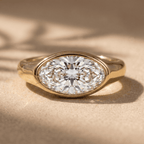 14K old mine moval lab diamond ring