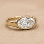 Moval cut lab diamond solitaire ring