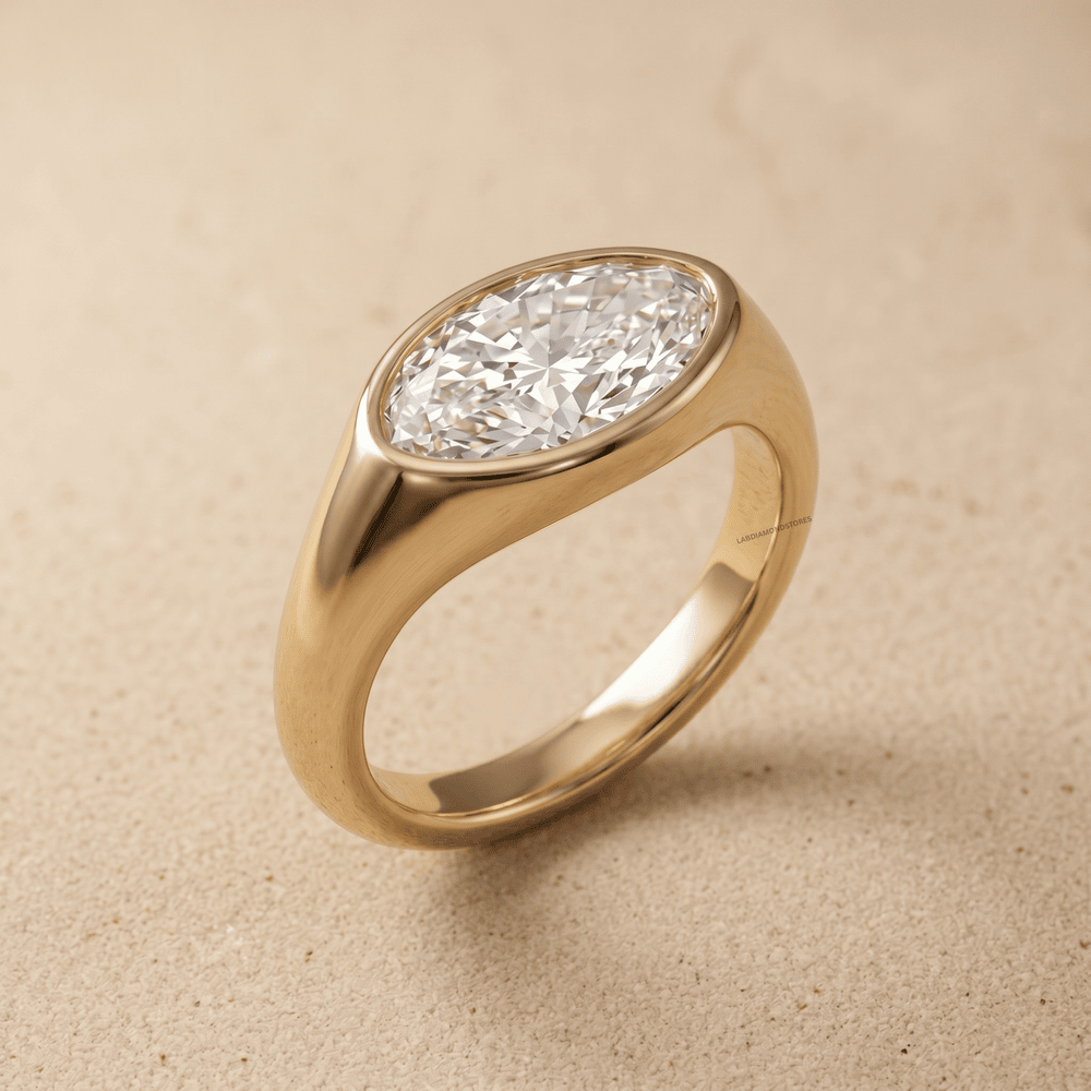 Lab grown diamond bezel solitaire ring