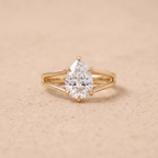 Conflict-free lab diamond pear ring in 14K gold band