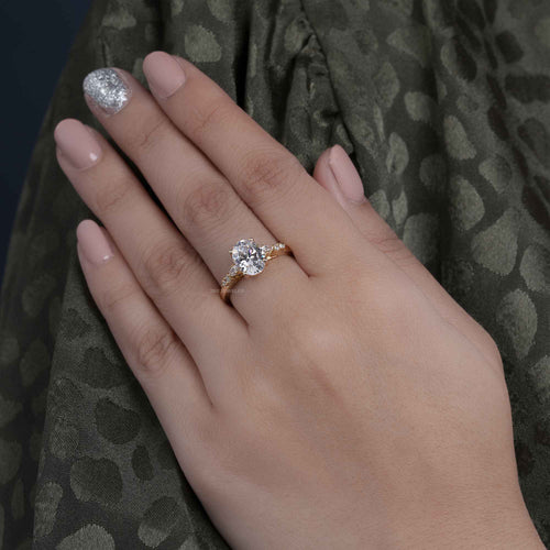 14K Rose Gold Oval Lab Grown Wedding Engagement Ring Set - JBR Jeweler