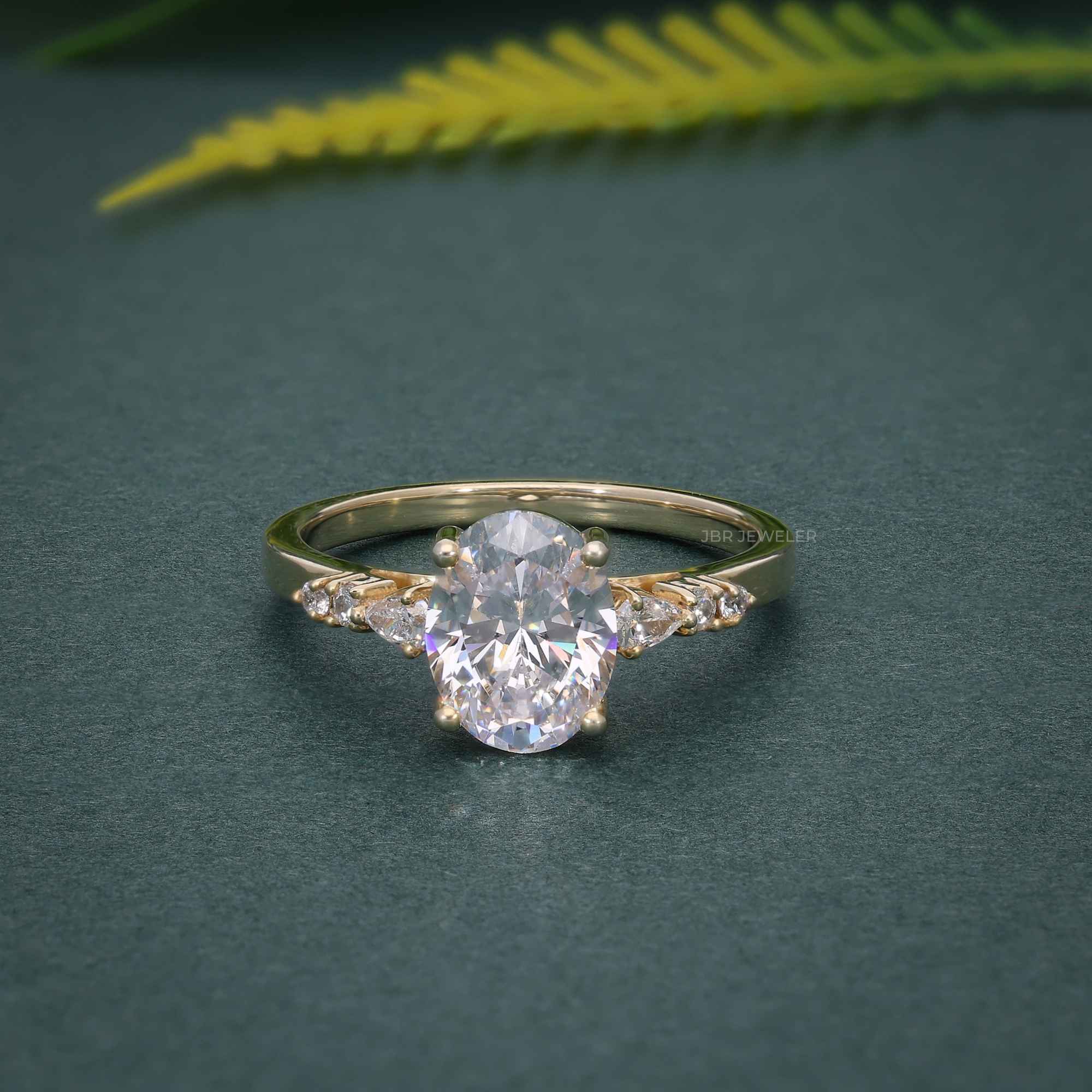 14K Rose Gold Oval Lab Grown Wedding Engagement Ring Set - JBR Jeweler