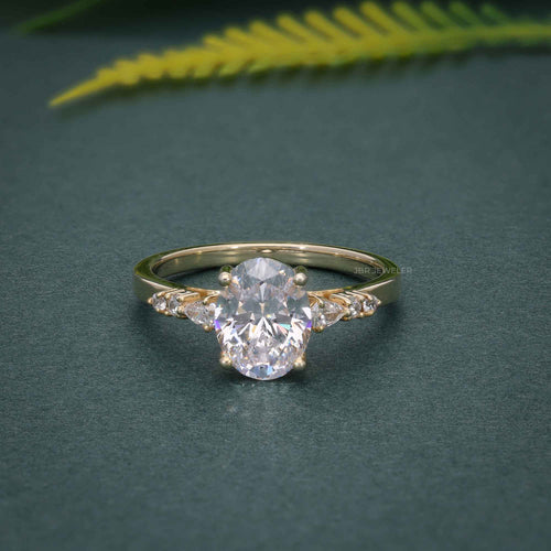 14K Rose Gold Oval Lab Grown Wedding Engagement Ring Set - JBR Jeweler