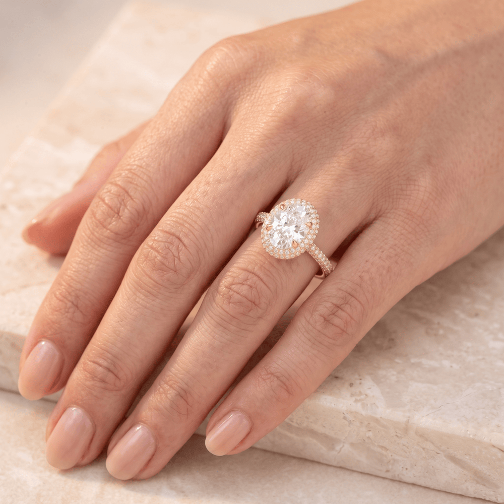 Petite oval diamond ring anniversary gift packaging