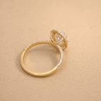 Oval cut lab diamond halo ring side profile