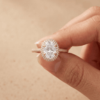 Simple gold engagement ring with oval lab diamond