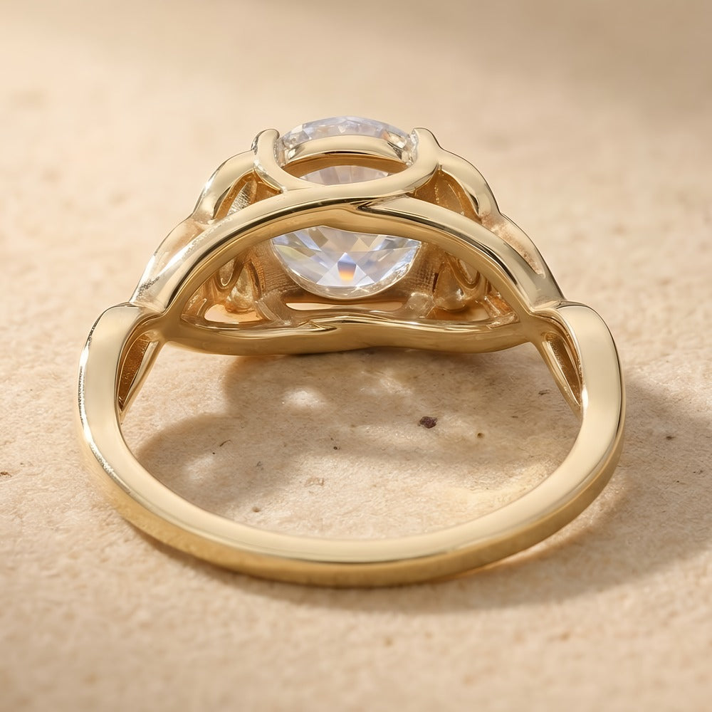 Round lab grown diamond celtic dragon ring top view