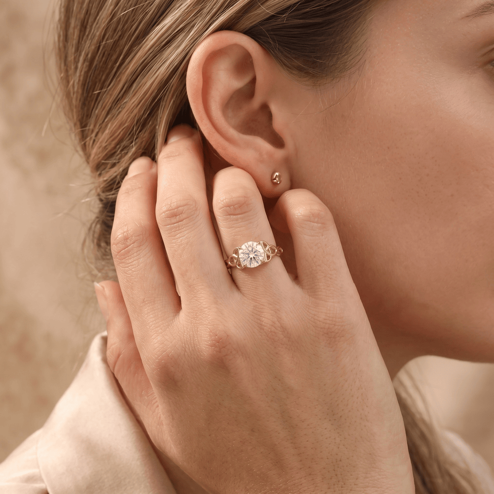 Dragon engagement ring lifestyle photo with natural lighting