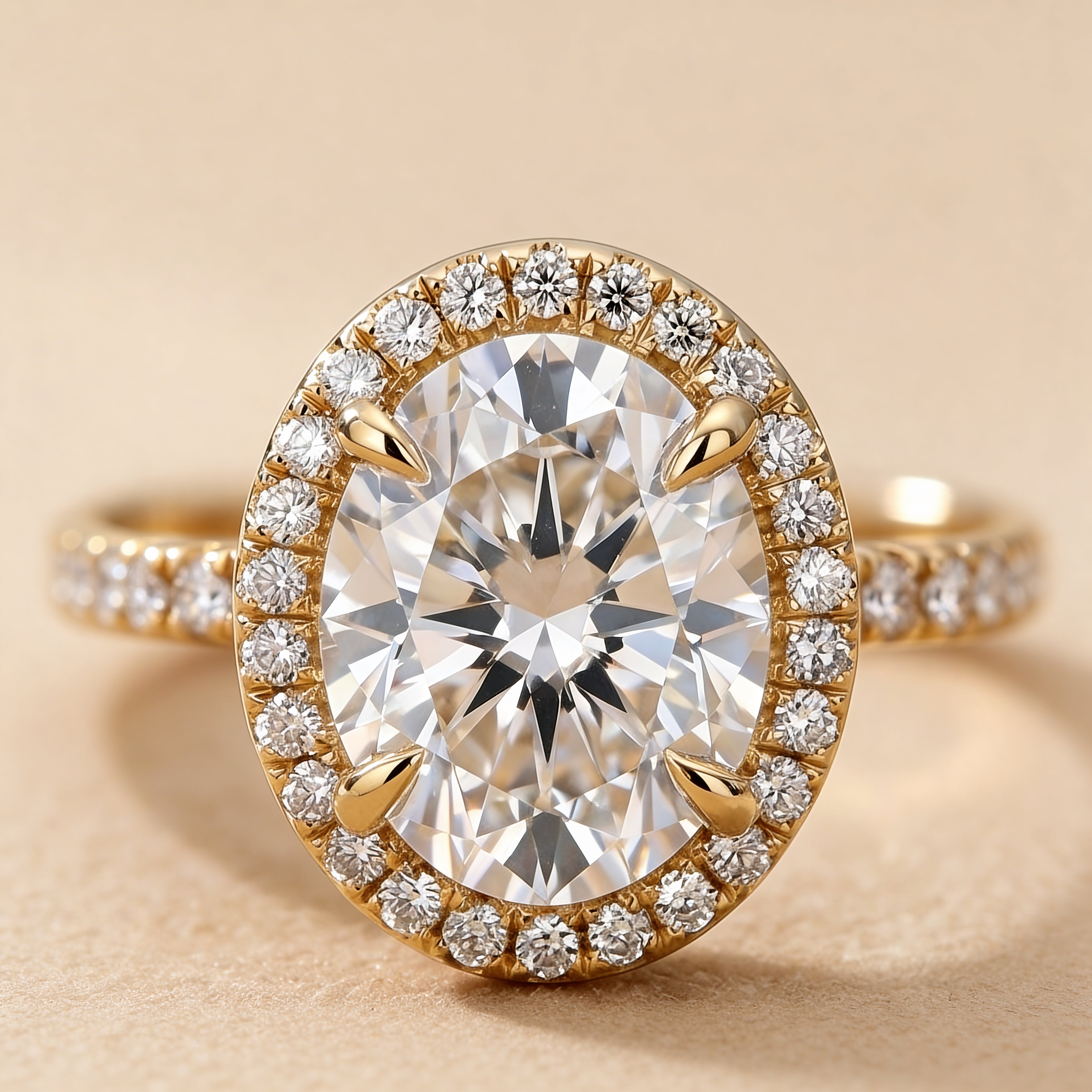 Lab Grown Diamond Oval Cut Ring with Halo Setting