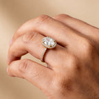 Lab Grown Oval Diamond Ring Halo Close Up