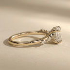 14K gold round diamond solitaire cathedral setting ring