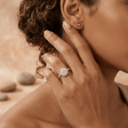 Minimalist 14K gold hidden halo engagement ring for women
