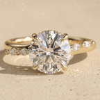 Hidden halo round lab diamond engagement ring in solid gold