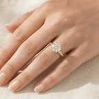 Cathedral style round lab diamond proposal ring in gold