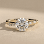 Hidden halo round lab diamond engagement ring in solid gold