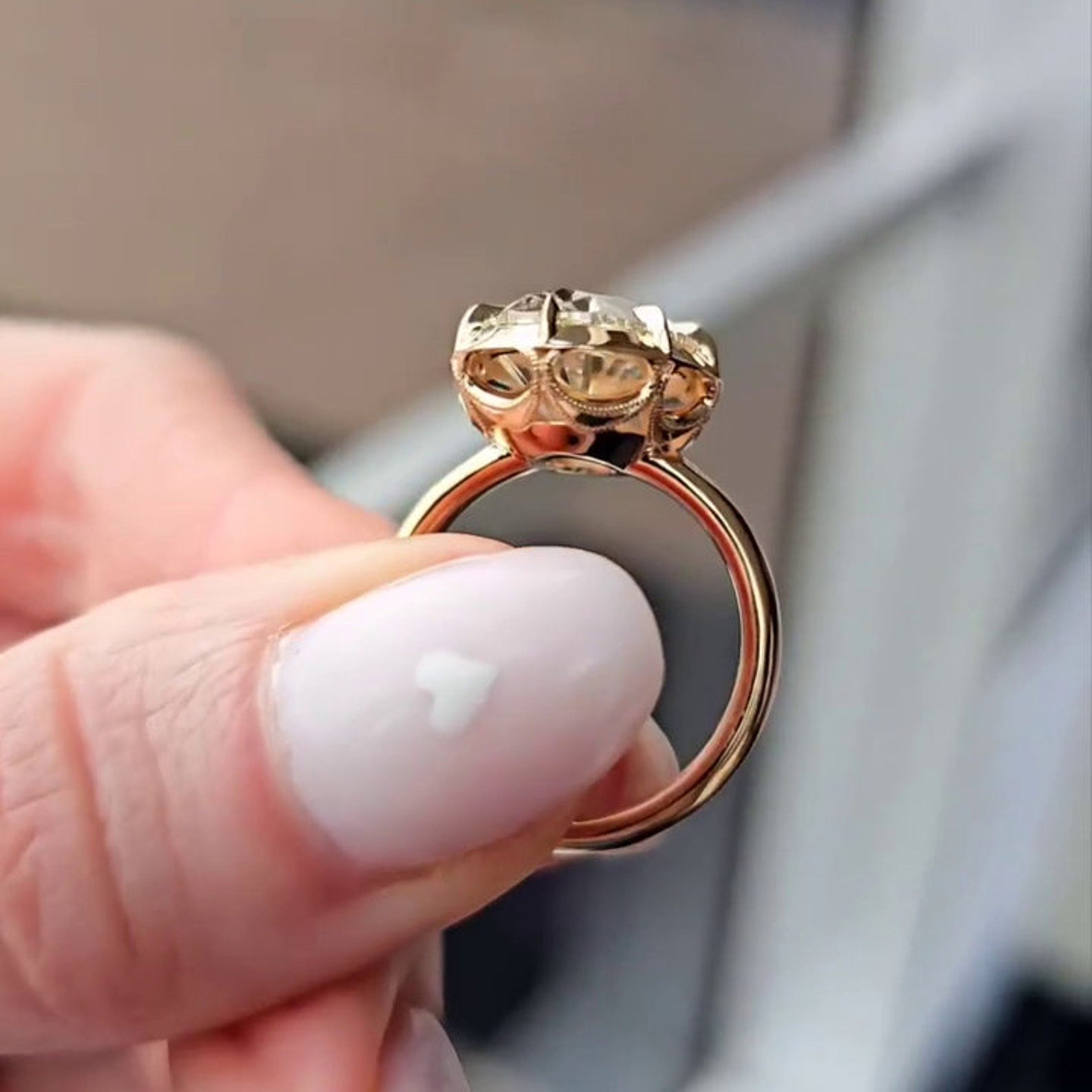 14 KT Gold Oval Cut 5.00 Ct Lab Grown Diamond Bezel Set Engagement Ring - JBR Jeweler