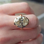 14 KT Gold Oval Cut 5.00 Ct Lab Grown Diamond Bezel Set Engagement Ring - JBR Jeweler