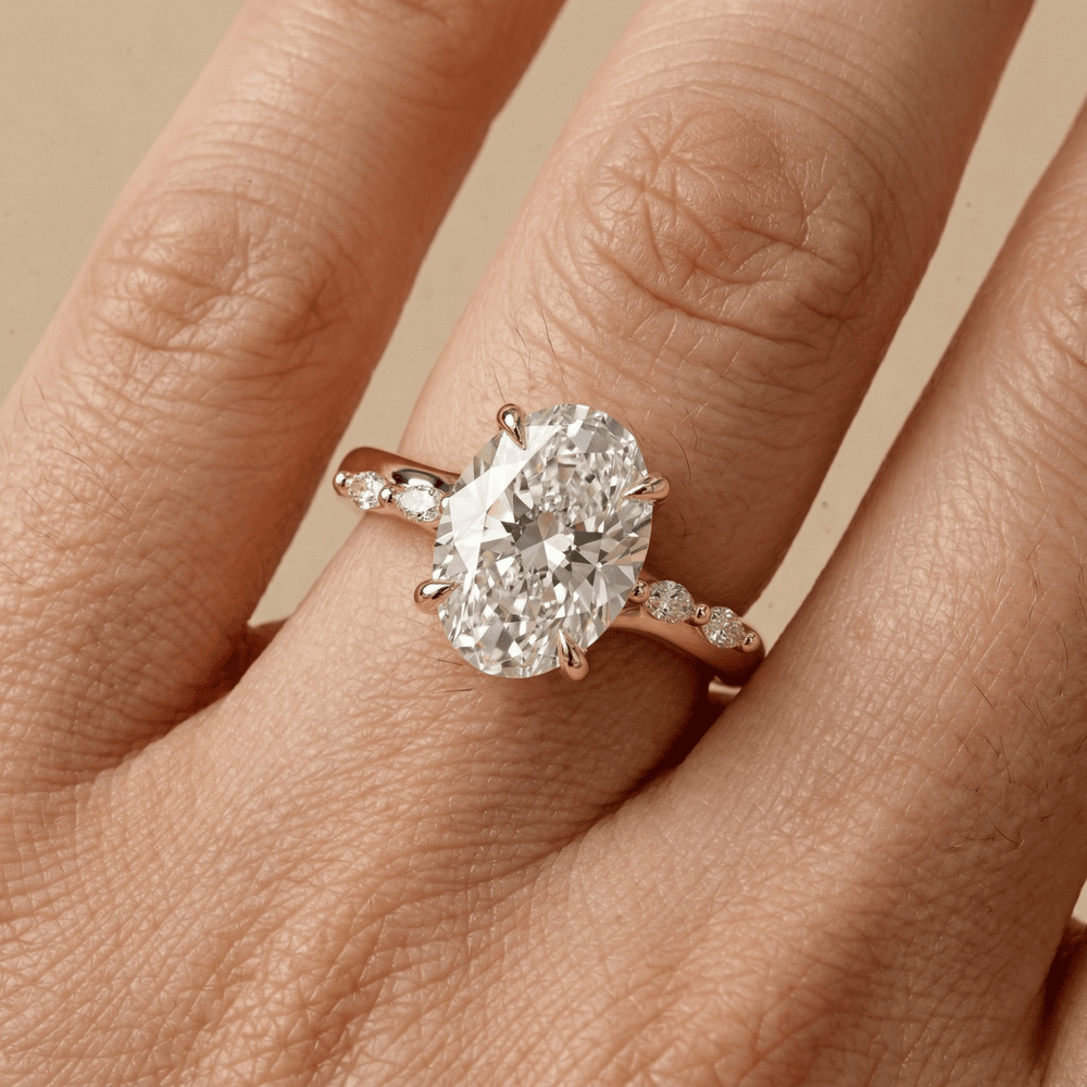 14KT gold oval solitaire engagement ring for her