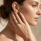 Oval lab grown diamond cathedral ring for modern brides