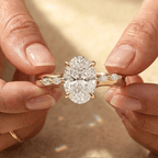 Elegant oval diamond hidden halo ring for proposal