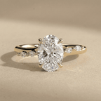 14K gold oval diamond hidden halo engagement ring