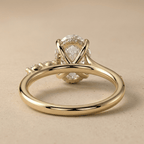 Oval lab grown diamond ring with elevated cathedral setting