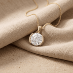 14K Yellow Gold Round Diamond Solitaire Pendant Necklace