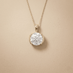 14K Yellow Gold Round Diamond Solitaire Pendant Necklace
