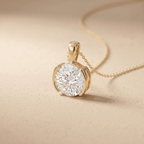 14K Yellow Gold Round Diamond Solitaire Pendant Necklace