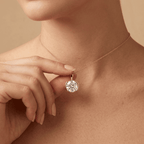 14K Yellow Gold Round Diamond Solitaire Pendant Necklace