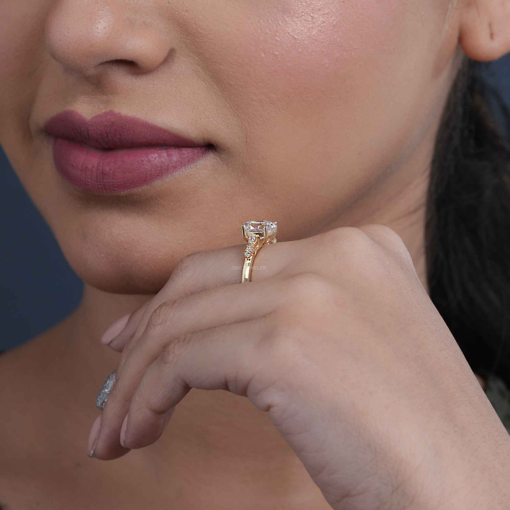 14K Rose Gold Oval Lab Grown Wedding Engagement Ring Set - JBR Jeweler