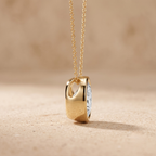 Oval Lab Diamond North South Bezel Solitaire Pendant Necklace