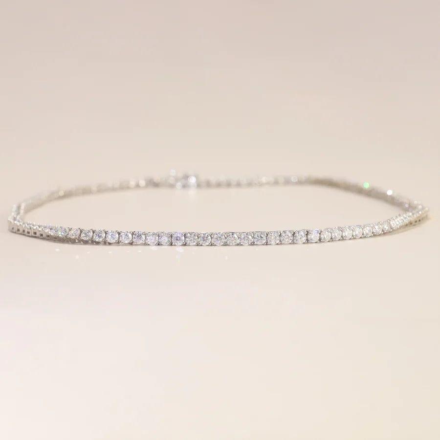 14k Gold 2mm Moissanite Diamond Tennis Necklace - JBR Jeweler