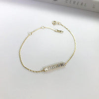 14k Gold baguette Set bar Bracelet - JBR Jeweler