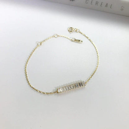 14k Gold baguette Set bar Bracelet - JBR Jeweler