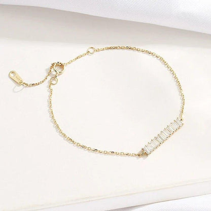 14k Gold baguette Set bar Bracelet - JBR Jeweler