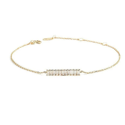 14k Gold baguette Set bar Bracelet - JBR Jeweler