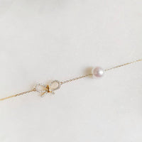 14k Gold Bow Heart Pearl Bracelet - JBR Jeweler