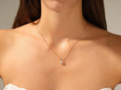 14k Gold Cushion Shaped Solitaire Moissanite Diamond Pendant Necklace - JBR Jeweler