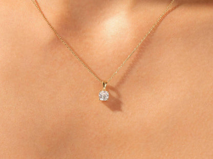 14k Gold Cushion Shaped Solitaire Moissanite Diamond Pendant Necklace - JBR Jeweler