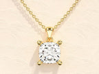 14k Gold Cushion Shaped Solitaire Moissanite Diamond Pendant Necklace - JBR Jeweler