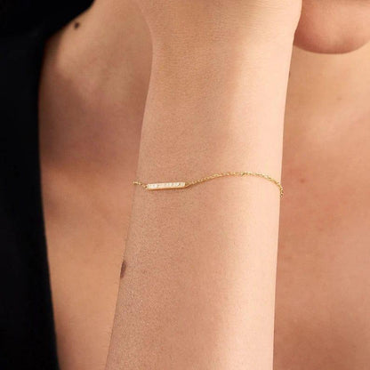 14k Gold Dainty Bar Bracelet - JBR Jeweler