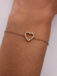 14k Gold Delicate Heart Bracelet - JBR Jeweler