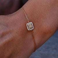 14k Gold Double Link Wristband Layering Diamond Solid Gold Bracelet - JBR Jeweler